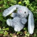 Adorable fluffy grey long-eared bunny plush toy stuffed animal keychain gift for girls - Sweet Lop-Eared Bunny - 16cm - Gray