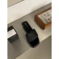 Elegantes sandalias de tacón ancho con puntera cuadrada y tira trenzada para mujer en verano. - 35 / Negro