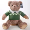 Simpatico orsetto di peluche marrone con maglione verde vintage, morbida bambola imbottita per bambini. - 55cm / Marrone