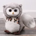 Simpatico peluche gufo morbida bambola di animale imbottito con grandi occhi lucidi regalo bimbi - 20cm / Marrone