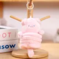 Porte-cles cochon en peluche rose mignon poupée dessin animé pendentif de sac - Cochon à ressort