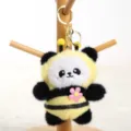 Simpatico panda ape peluche portachiavi soffice animale borsa ciondolo anello dorato - Panda Ape / 11cm / Rosa