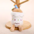 Süßer Kuchen Plüschtier Schlüsselanhänger Kreative Tasse Puppe Tasche Anhänger Geschenk - Kleiner Kuchenanhänger / Weiß