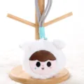 Portachiavi portamonete in peluche carino, ciondolo borsa bambola bianca soffice e morbida. - Portamonete - Bianco