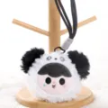 Graziosa bambola di peluche portachiavi soffice elfo cartone animato zaino ciondolo regalo top - Portamonete - bianco e nero