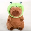 Schattige capibara pluche knuffel met groene kikker capuchon, zachte pop als kussen voor kids. - Ong. 23cm / Kikkerhoed