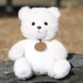 Carino bianco peluche orsacchiotto giocattolo morbido imbottito bambini bambola regalo - Orsetto con targhetta - bianco