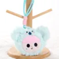 Carino portachiavi con bambola di peluche verde menta con ricamo capelli rosa, ciondolo borsa morbido. - Portamonete-Verde