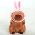 Schattige bruine capybara pluche knuffel met roze konijnenhoed zachte speelgoed pop voor kinderen - Ong. 23cm / Konijnenmuts Stijl
