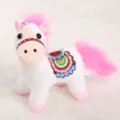 Süßes Plüsch Pony Schlüsselanhänger, rosa Mähne weißes Pferd Taschenanhänger, Kuscheltier. - Anhänger Pony mit geneigtem Kopf - Weiß