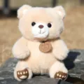 Orsacchiotto di peluche giocattolo, bambola marrone chiaro con ciondolo, morbido. - Orso grassottello - Beige