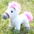 White plush pony toy with pink mane and tail, cute stuffed animal gift for kids. - Approx. 20cm / Jointed Pony - White