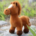 Cute brown plush horse toy simulation pony stuffed animal kids birthday gift home decor ornament - Brown