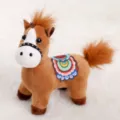 Niedlicher brauner Plüschpferd Anhänger flauschiges Pony Schlüsselanhänger Tasche Charm - Anhänger Pony mit geneigtem Kopf - Braun