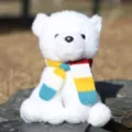 Peluche orso polare bianco con sciarpa lavorata a maglia colorata, morbida bambola per regalo. - Orso polare con sciarpa - giallo