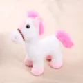 Grazioso cavallo di peluche bianco e rosa, morbido pony imbottito per regalo di compleanno. - 15cm / Bianco