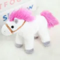 Süßes weißes Plüsch Pony Schlüsselanhänger mit rosa Mähne, weiche Taschen Deko Geschenk. - Realistisches Pferd mit rosa Fell - Ca. 17 cm