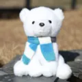 Simpatico orso polare di peluche bianco con sciarpa lavorata a maglia morbido regalo per bambini - Orso polare con sciarpa - blu
