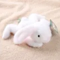 Cute white and pink floppy bunny plush toy, soft stuffed animal doll for kids gift. - Lying Plush White Bunny
