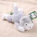 Cute gray white plush dog toy, soft stuffed animal doll for kids gift, lovely home decor. - Lying Husky Plush Toy