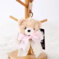 Cute plush bear bag charm with bowknot, soft teddy bear keychain for backpack and keys. - Bella Bear Pendant - Light Brown - Pink