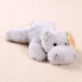 Simpatico ciondolo bambola ippopotamo in peluche grigio morbido giocattolo per borse. - Ippopotamo Sdraiato / 22cm