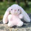Coniglietto di peluche rosa con orecchie lunghe, simpatico animale di stoffa per bambini regalo. - Dolce coniglietto dalle orecchie pendenti - Rosa