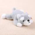 Cute grey plush puppy toy keychain pendant, soft stuffed animal bag charm for kids gift. - Prone Schnauzer