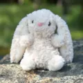 Peluche di coniglio con orecchie lunghe soffice, bambola di stoffa morbida regalo per bambini. - Dolce coniglietto dalle orecchie pendenti - Beige