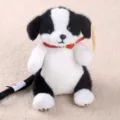 Cute black and white plush puppy doll bag pendant soft toy kids gift accessory item. - Hand Strap Sitting Border Collie