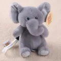 Cute grey elephant plush toy pendant, soft stuffed animal bag charm for children gifts. - Hand Strap Sitting Elephant