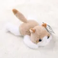 Cute brown and white lying cat plush toy soft animal doll for stress relief desktop decor - Lying Brown Cat