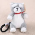Cute husky plush keychain soft stuffed animal pendant toy for bag backpack decoration gift - Hand Strap Sitting Schnauzer