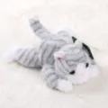 Gray Tabby Cat Plush Toy Cute Stuffed Animal Soft Hugging Pillow Toy for Kids and Girls Gift - Lying Gray Cat