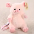 Cute pink plush pig stuffed toy with lanyard bag pendant fluffy doll children gift - Hand Strap Sitting Little Pig