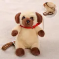 Cute plush dog bag pendant, soft stuffed animal toy with red collar, perfect gift for kids. - Hand Strap Sitting Pug