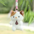 Simpatico gatto calico peluche borsa pendente morbido soffice animale portachiavi regalo - Cinturino in peluche gattino morbido - Circa 12 cm/65 g