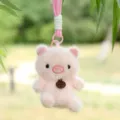Simpatico portachiavi maialino di peluche rosa, ciondolo morbido animale per borsa e accessori. - Cinturino in peluche maialino morbido - Circa 12 cm/65 g