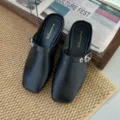 Chaussures Mary Jane rétro à bout carré et petit talon pour femmes, cuir élégant. - 35 / HXZ-A919-2 noir