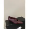 Zapatos planos de punta burdeos sin cordones elegantes retro de mujer casual diario - 35 / Burdeos