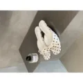 Chic Polka Dot Bow Square Toe Kitten Heel Mules For Women Summer Open Toe Dress Shoes - 35 / White