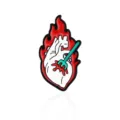 Creatieve anatomische hart emaille speld met vuur en vork ontwerp, mode legering broche badge. - Vuur Hart Stijl (CC1684)