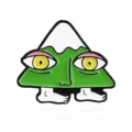 Cute green mountain enamel pin with big yellow eyes and feet, funny cartoon alloy lapel brooch. - Creative Brooch Style(CC347)
