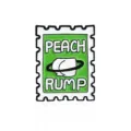 Unique enamel lapel pin featuring a creative stamp design with funny peach rump motif and letters. - PEACH RUMP Stamp (CC388)
