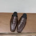 Mujeres marrón cuadrado puntera mules zapatillas casual zapatos elegantes verano - 35 / Marrón