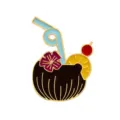 Broche esmaltado con diseño de bebida de cóctel tropical regalo de joyería bonita - Estilo de Bebida de Jugo (CC450)