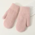 Pink knitted mittens for women winter thick warm gloves soft cozy cold weather gear outdoor - Pink