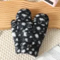 Cute fluffy plush warm winter mittens for women, thick fuzzy coldproof soft gloves. - Black - Leopard Full-Finger Gloves