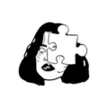 Spilla smaltata con ritratto di puzzle in bianco e nero, elegante accessorio in lega. - Ritratto Puzzle (CC527)