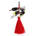 Chinese style snake katana enamel pin brooch with red tassel, unique alloy jewelry accessory. - Snake and Sword Style With Tassel (CC059)